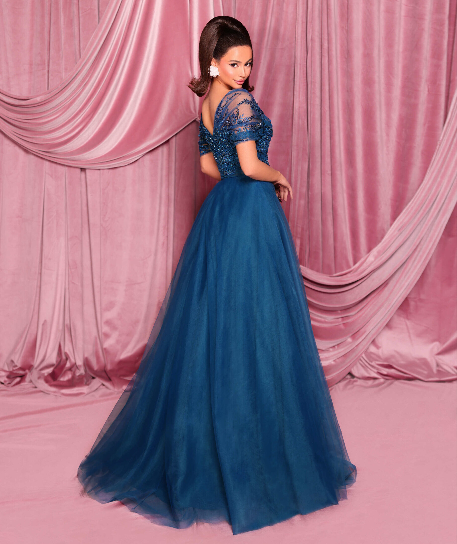 Nicoletta NC3033 Off Shoulder Lace A-Line Formal Dress